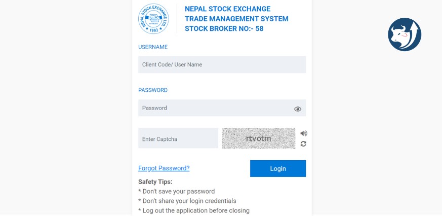 NEPSE TMS login page