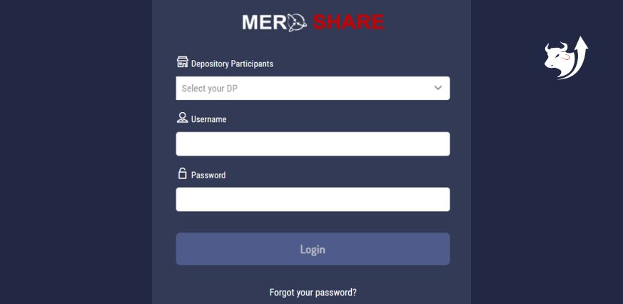 Image of Meroshare login dashboard