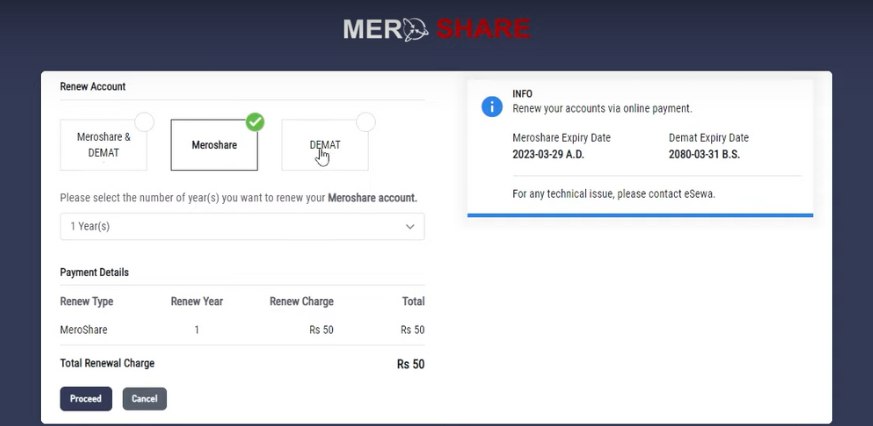 mero share renewal payment process 