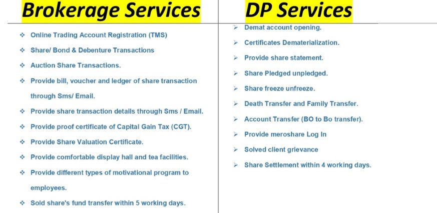 services provided by Nepal Stock House Pvt. Limited