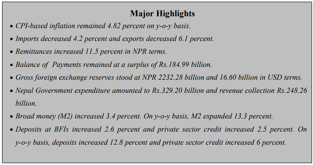 Major Highlights macroeconomic and financial situation of Nepal