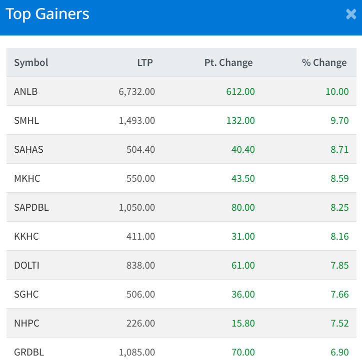 Jan 6 Top 10 Gainers of the Day