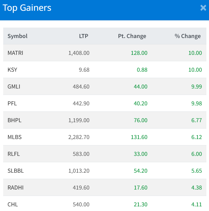 Feb 13 Top 10 gainers of the Day