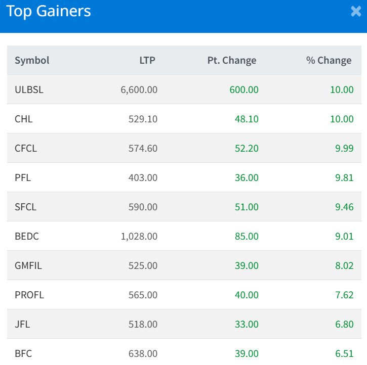 Feb 5 Top 10 Gainers of the Day