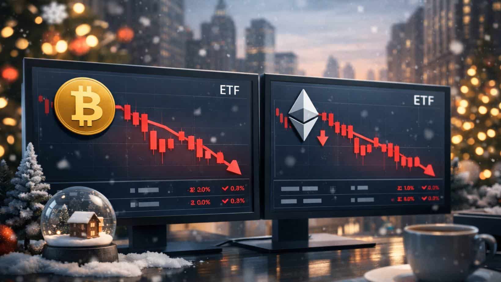 Bitcoin and Ethereum ETFs Face Holiday Outflows as Traders Step Back Before Christmas