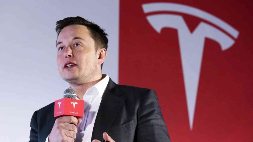 Elon Musk presenting Tesla’s vision for self-driving vehicles and AI systems