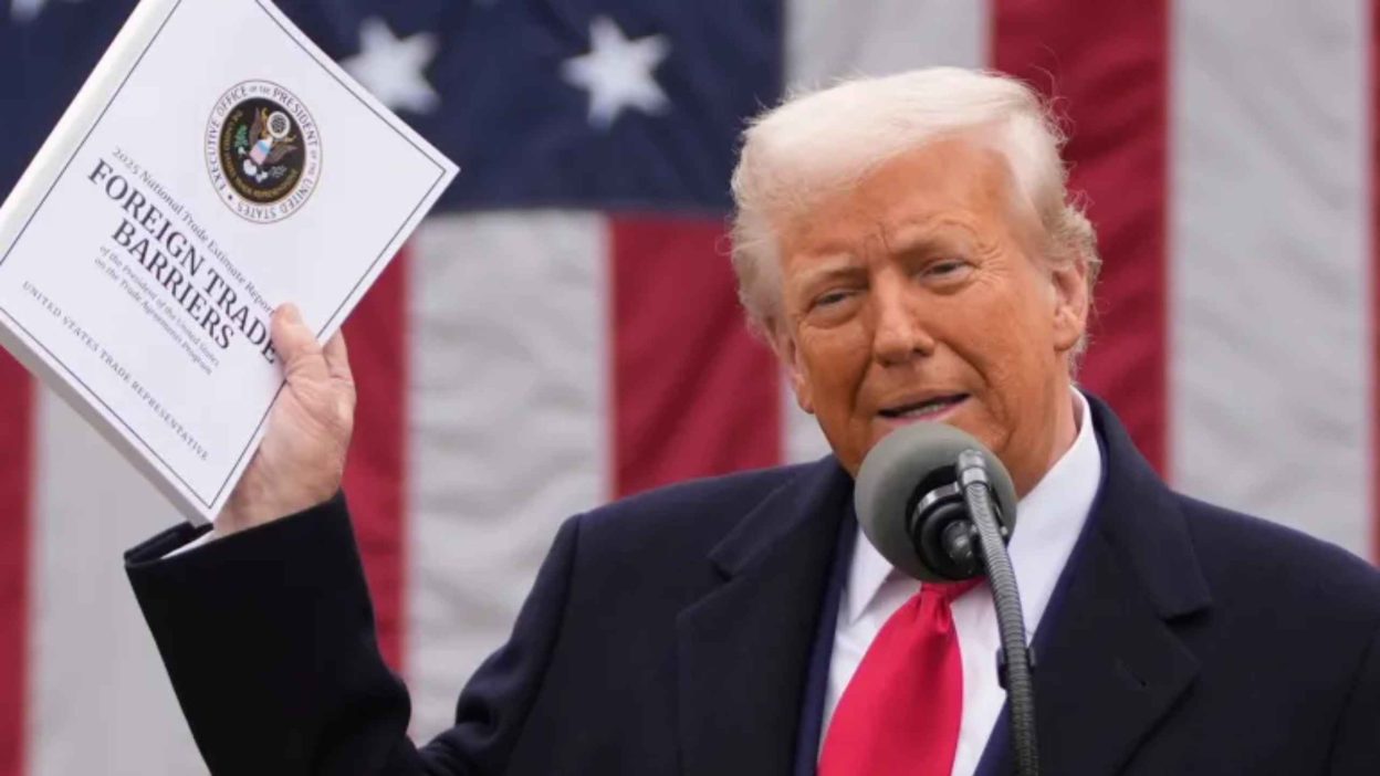 Donald Trump speaking as tariff claims are examined against U.S. economic data