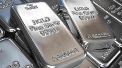 Silver bars as U.S. silver prices swing amid tightening market liquidity